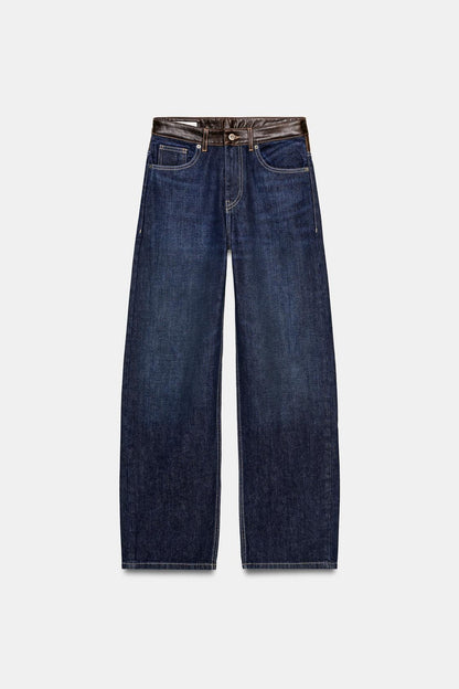 KAYO | JEANS DROIT LARGE TAILLE HAUTE CUIR