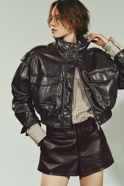 KAYO | LEATHER JACKET WITH HIGH POCKET