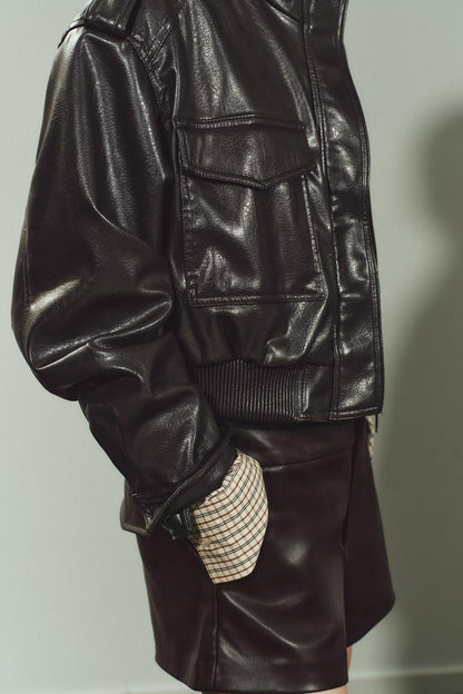 KAYO | LEATHER JACKET WITH HIGH POCKET