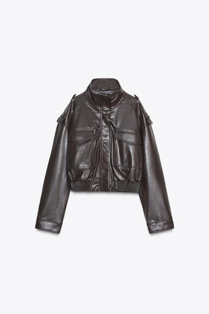 KAYO | LEATHER JACKET WITH HIGH POCKET