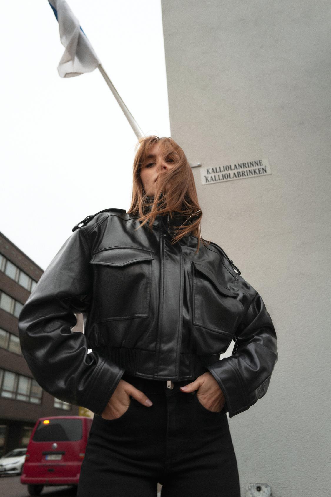 KAYO | LEATHER JACKET WITH HIGH POCKET