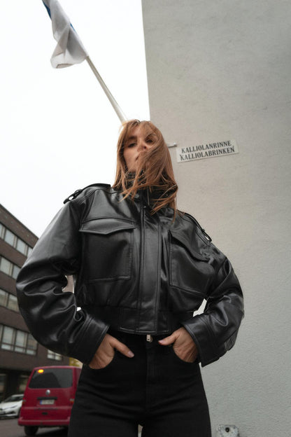 KAYO | LEATHER JACKET WITH HIGH POCKET