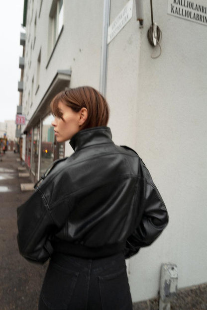 KAYO | LEATHER JACKET WITH HIGH POCKET