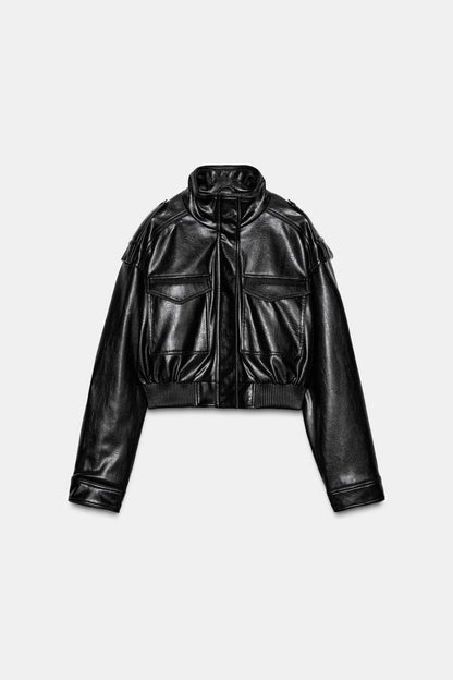 KAYO | LEATHER JACKET WITH HIGH POCKET