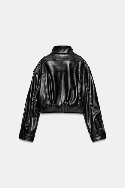 KAYO | LEATHER JACKET WITH HIGH POCKET