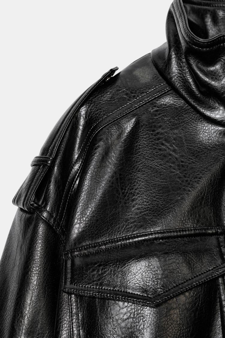 KAYO | LEATHER JACKET WITH HIGH POCKET