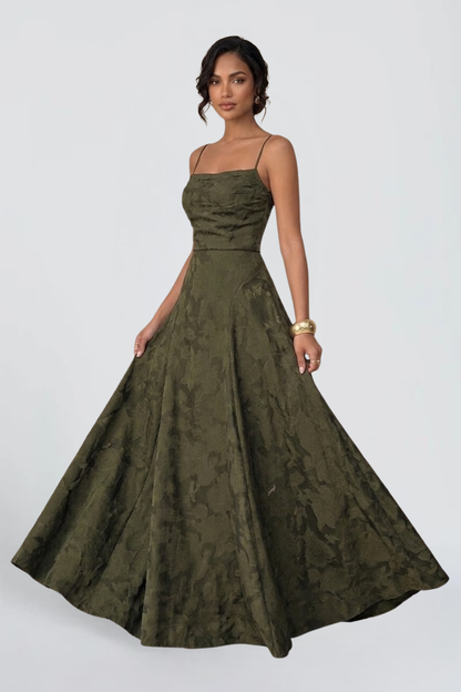 KAYO | ROBE LONGUE OLIVE FLEURIE