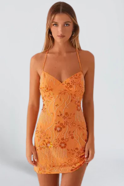 KAYO | ROBE COURTE FLORAL À SEQUIN