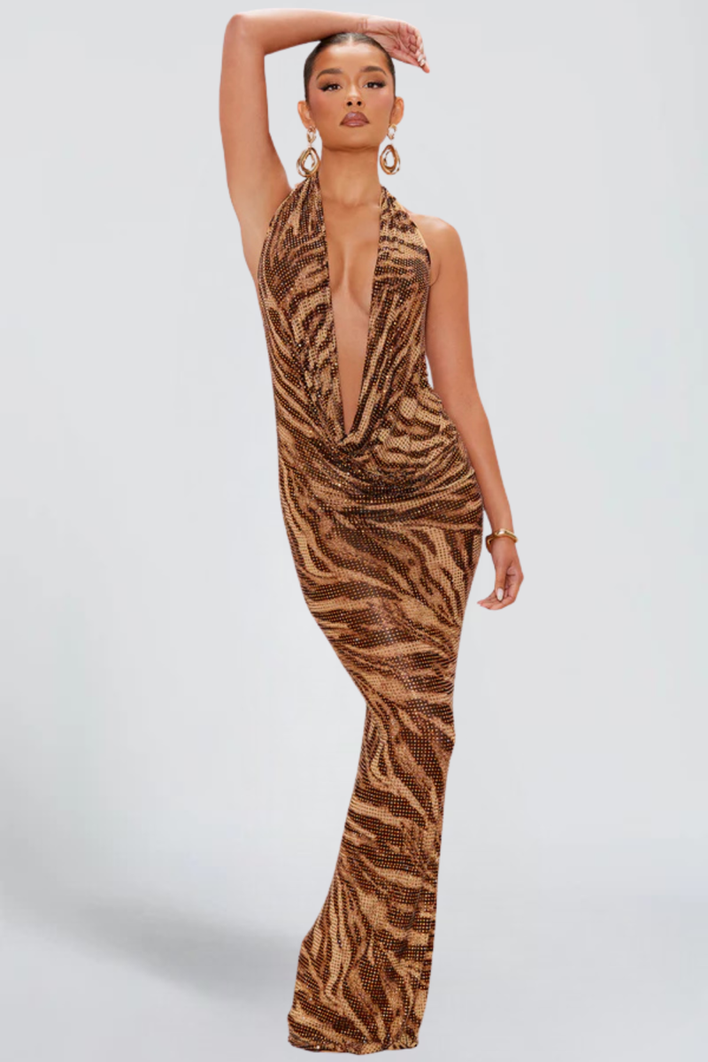 KAYO | SEQUIN LEOPARD MAXI DRESS